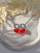 Серьги со съёмным элементом «Трансформер» сердечки, красные в серебре - Фото 7