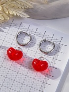 Серьги со съёмным элементом «Трансформер» сердечки, красные в серебре - Фото 3