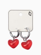 Серьги со съёмным элементом «Трансформер» сердечки, красные в серебре - Фото 4