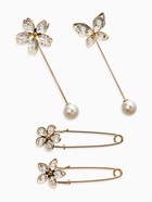 Набор булавок (4 шт.) «Цветы», 8 см, белый в золоте - Фото 1