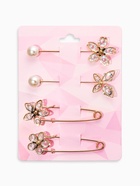 Набор булавок (4 шт.) «Цветы», 8 см, белый в золоте - Фото 7