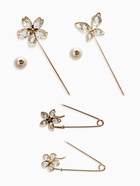 Набор булавок (4 шт.) «Цветы», 8 см, белый в золоте - Фото 4