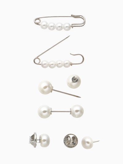 Набор булавок «Жемчужная нежность», 6 шт. 3.5 см, белый в серебре