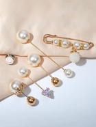 Набор булавок (6 шт.) «Жемчужная капель», 6.3 см, белый в золоте  (артикул 7165052)  большой выбор товаров оптом и в розницу по низким ценам с доставкой