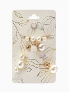 Набор булавок (6 шт.) «Жемчужная капель», 6.3 см, белый в золоте  (артикул 7165052)  большой выбор товаров оптом и в розницу по низким ценам с доставкой