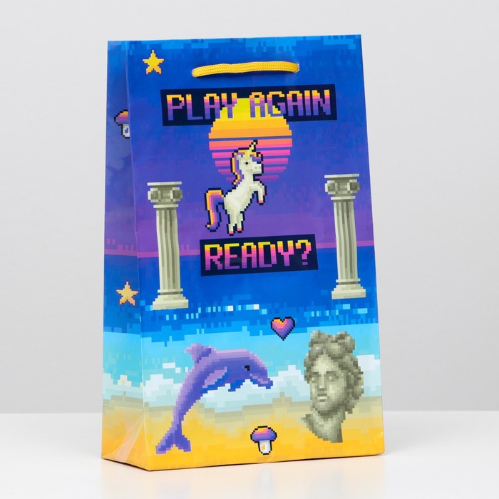 Пакет ламинированный "Пиксели", 26,5 х 16,5 х 7 см