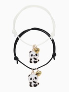 Браслеты парные «Неразлучники. Панды и лапки», d=6 см, набор 2 шт. чёрный, белые - Фото 1