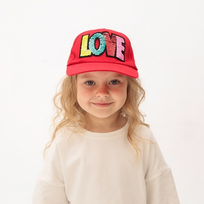 Кепка для девочки MINAKU LOVE, красная, размер 52