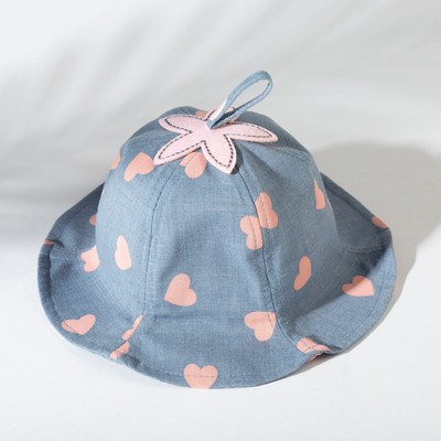 Панама для девочки с сердечками MINAKU, размер 48, синяя