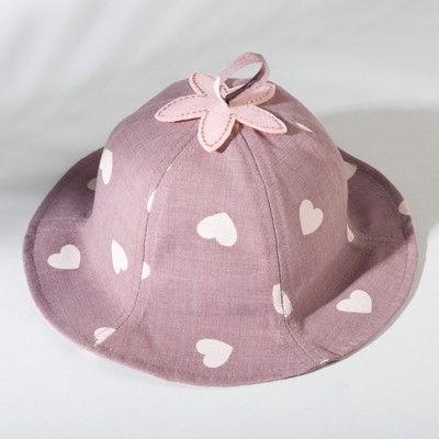 Панама для девочки с сердечками MINAKU, размер 48, сиреневая