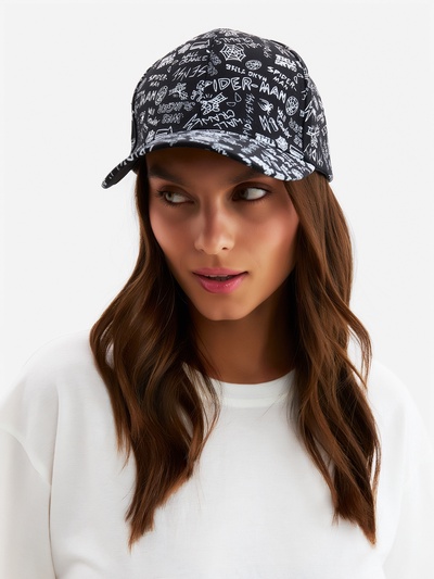 Кепка MINAKU с надписями, чёрная, размер 58, хлопок 100%