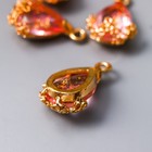 Декор для творчества пластик "Капля с золотыми цветочками" розовый кристалл 2х1,2 см - Фото 2