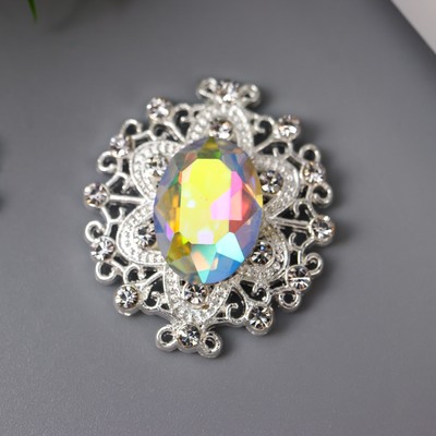 Декор для творчества металл «Медальон узорный», перламутровый кристалл, 2.6×2.4 см