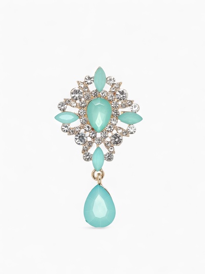 Брошь «Императрица» гамма, бело-зелёная в золоте