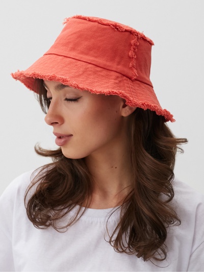 Панама женская джинсовая MINAKU с необработанными краями, оранжевая, размер 56-58