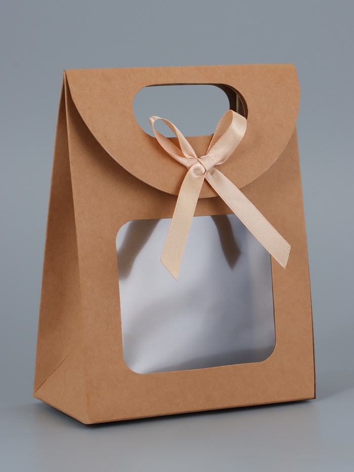 Коробка-пакет, крафтовая, с окном, 16×12×6 см - Фото 1