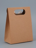 Коробка-пакет, крафтовая, с окном, 16×12×6 см - Фото 3