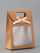 Коробка - пакет, крафтовая с окном, 20×14×7 см - Фото 1