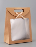 Коробка-пакет, крафтовая, с окном, 26×19×9 см - Фото 1