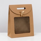 Коробка - пакет, крафтовая, с окном, 32×23×11 см - Фото 2