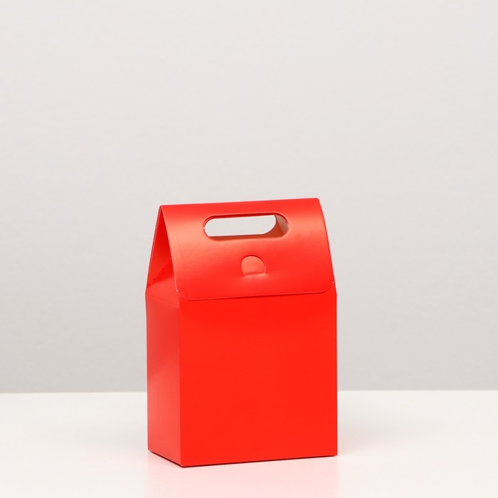 Коробка-пакет с ручкой, красная, 15 х 10 х 6 см - Фото 1