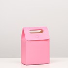Коробка-пакет с ручкой, розовая, 19 х 14 х 8 см - фото 320545446