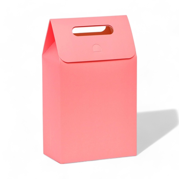 Коробка-пакет с ручкой, розовая, 27 х 16 х 9 см - Фото 1