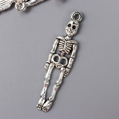 Декор для творчества металл "Скелет" серебро 3,7х1 см