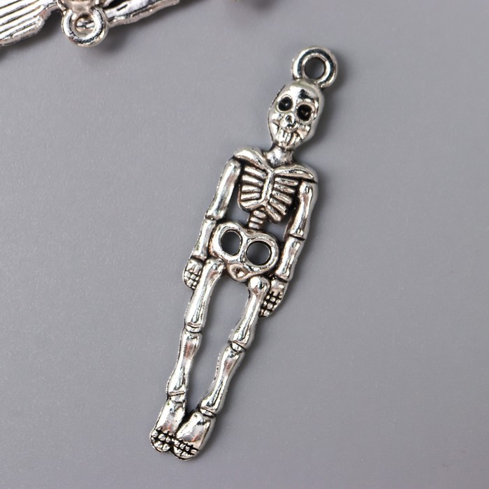 Декор для творчества металл "Скелет" серебро 3,7х1 см - Фото 1