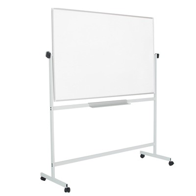 УЦЕНКА Доска магнитно-маркерная двусторонняя 100×150 см, Calligrata ЭКОНОМ, поворотная на мобильном стенде, с центральным фиксатором, в алюминиево�...