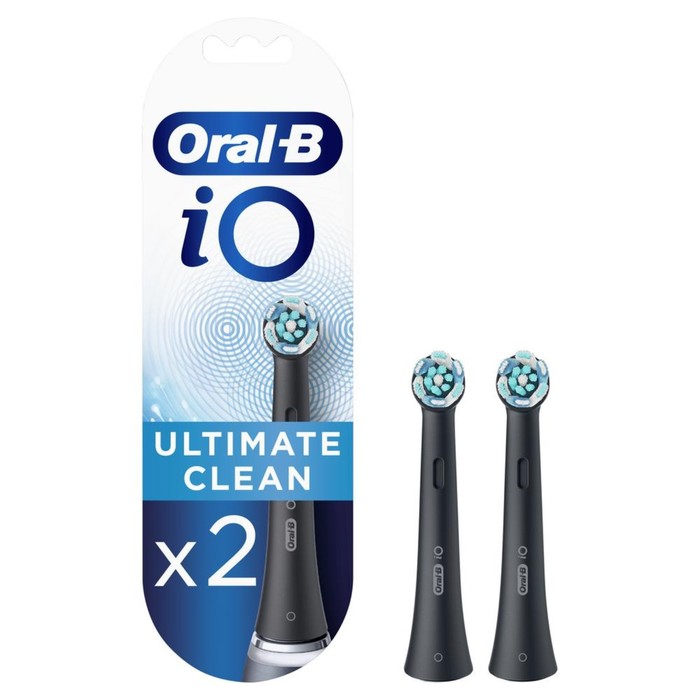 Насадки для зубных щеток Oral-B iO Ultimate Clean, средняя, 2 шт, индикатор износа, чёрные