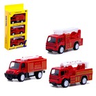 Набор металлических машин «Пожарная бригада», инерция, 3 штуки - фото 4992105