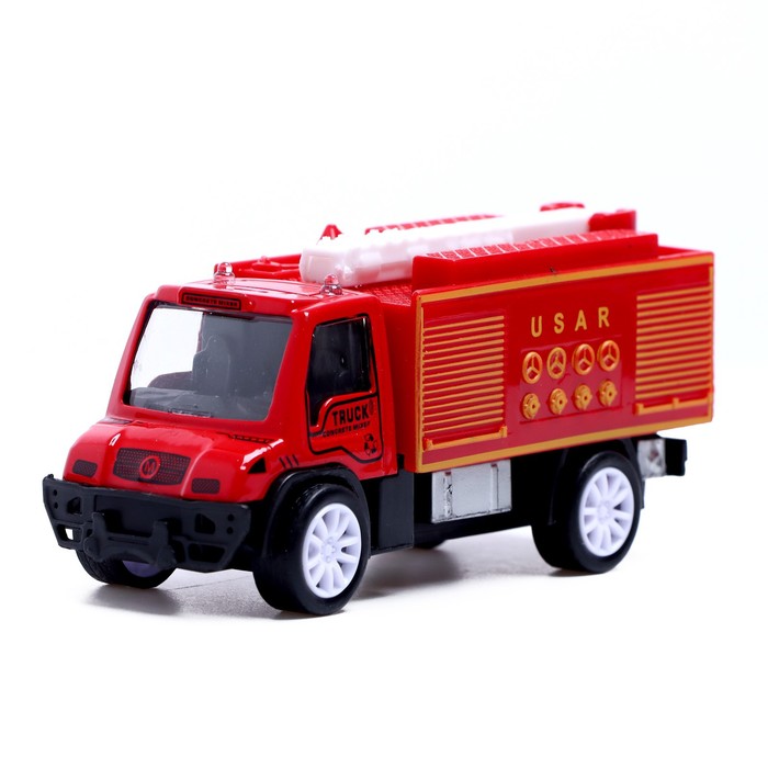 Набор металлических машин «Пожарная бригада», инерция, 3 штуки - фото 1905901093