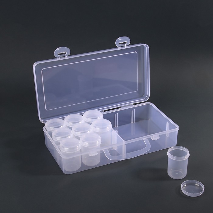 Органайзер для декора, 9 баночек, 40 мл, 26 ? 13 ? 6 см, цвет прозрачный 7362053