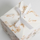Коробка подарочная складная, упаковка, «8 марта, золотой», 12 х 12 х 12 см - Фото 3