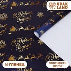 Бумага упаковочная глянцевая «Олени на золотом», 70×100 см - Фото 1