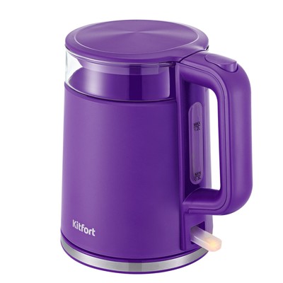 Чайник электрический Kitfort KT-6124-1, пластик-стекло, 1.2 л, 2200 Вт, фиолетовый