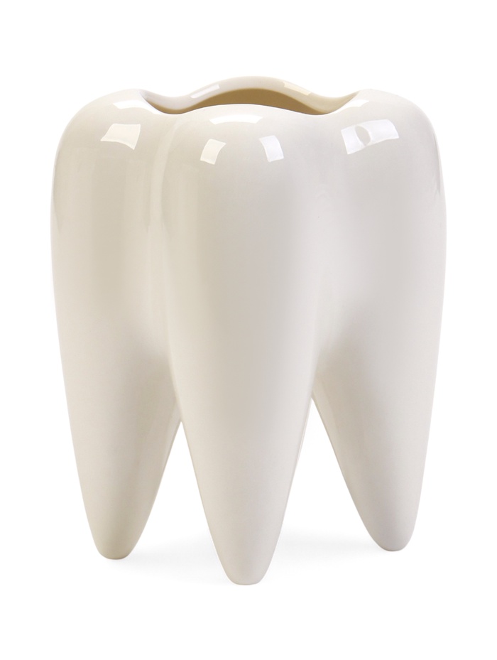 Декоративное кашпо для цветов «Зуб мудрости», 200 мл, 8.2×6.7×10 см, керамическое, белое - Фото 1