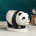 Декоративный горшок для цветов «Панда», 350 мл, 15×8×9 см, керамический, с поддоном, Greengo - Фото 2