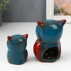 Подсвечник керамика "Два синих филина" набор 2 шт 7х5х5 10,5х7х8 см 7367901