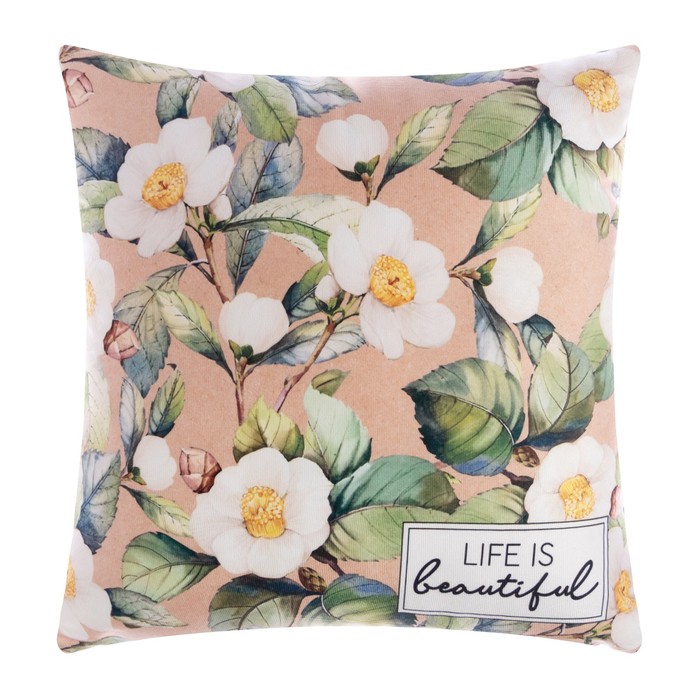 Подушка декоративная «Этель» Life is beautiful, 40×40 см, велюр - Фото 1
