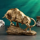 Фигура "Бык на камне" 29х38см бронза с позолотой - фото 27181848