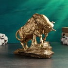 Фигура "Бык на камне" 29х38см бронза с позолотой - фото 30306823