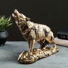 Фигура "Волк воет на луну" 29х26х8,5 см, бронза с позолотой - фото 33322499
