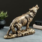 Фигура "Волк воет на луну" 29х26х8,5 см, бронза с позолотой - фото 33322500