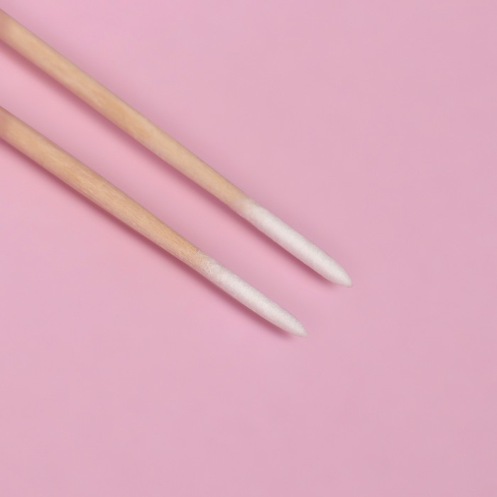 Ватные палочки на деревянной основе «BEAUTY», заострённые, 10 см, 100 шт, в PVC - чехле 25476