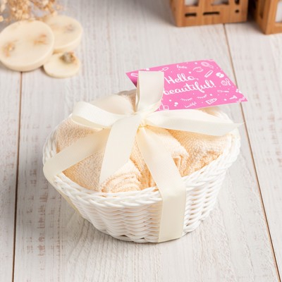 Салфетки махровые декоративные «Этель. Весеннее настроение», 3 шт., 30×30 см, молочные