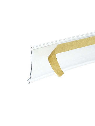 Ценникодержатель для крепления на стеклянные полки, самоклеящийся, 100×0.3×3 см, прозрачный