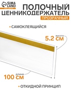 Ценникодержатель полочный самоклеящийся DBR=52, 1000 мм, прозрачный - Фото 1