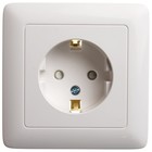 Розетка SE "Хит", 16 А, 250 В, встраиваемая, с з/к, шторки, IP20, белая, RS16-136-B - Фото 1